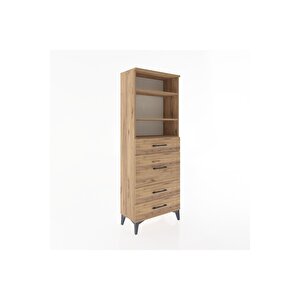 Arges Dolap 3 Raflı 4 Çekmeceli 60x30x163 Çam-çam