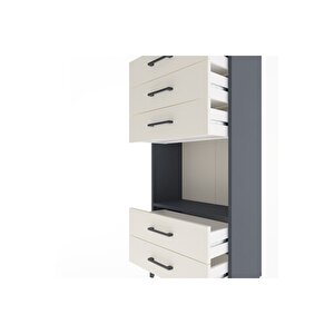 Arges Dolap Tek Raflı 5 Çekmeceli 60x30x134 Antrasit-aytaşı