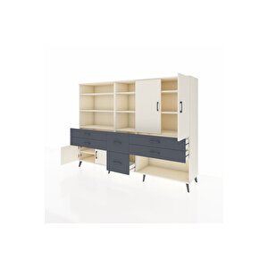 Hyperion Dolap 10 Raflı 6 Çekmeceli 4 Kapaklı 220x44x163 Aytaşı-aytaşı/antrasit