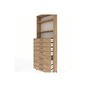 Arges Dolap 3 Raflı 7 Çekmeceli 88x30x243 Çam-çam