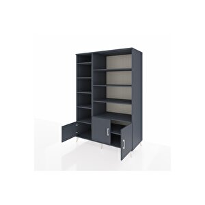 Kronos Dolap 10 Raflı 3 Kapaklı 132x59x195 Antrasit-antrasit/antrasit