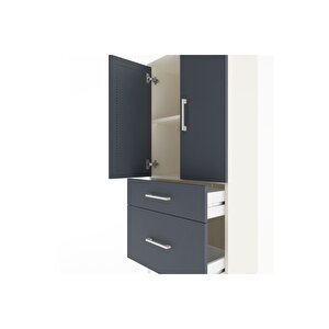 Arges Dolap 2 Raflı 2 Çekmeceli 2 Kapaklı 60x30x134 Aytaşı-antrasit