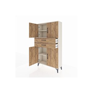 Arges Dolap 3 Raflı 2 Çekmeceli 4 Kapaklı 88x30x163 Aytaşı-çam