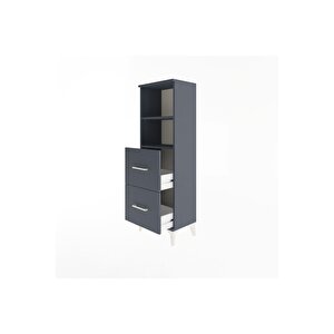 Arges Dolap 2 Raflı 2 Çekmeceli 44x30x134 Antrasit-antrasit