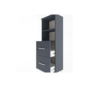 Arges Dolap 2 Raflı 2 Çekmeceli 44x30x134 Antrasit-antrasit
