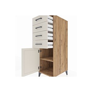 Kronos Dolap Tek Raflı 4 Çekmeceli Tek Kapaklı 44x59x134 Çam-aytaşı
