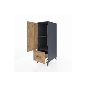 Kronos Dolap 2 Raflı Tek Çekmeceli Tek Kapaklı 44x59x134 Antrasit-çam