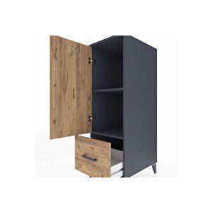 Kronos Dolap 2 Raflı Tek Çekmeceli Tek Kapaklı 44x59x134 Antrasit-çam