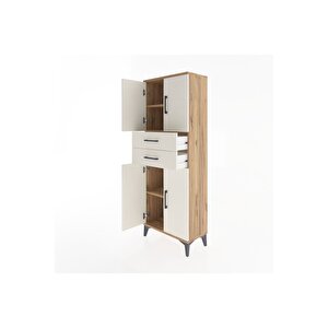 Arges Dolap 3 Raflı 2 Çekmeceli 4 Kapaklı 60x30x163 Çam-aytaşı
