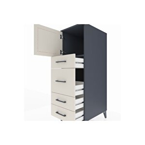 Kronos Dolap Tek Raflı 4 Çekmeceli Tek Kapaklı 44x59x134 Antrasit-aytaşı