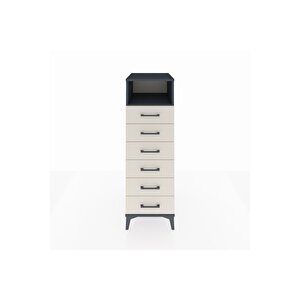 Kronos Dolap Tek Raflı 6 Çekmeceli 44x59x134 Antrasit-aytaşı