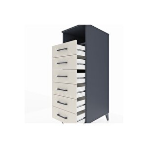 Kronos Dolap Tek Raflı 6 Çekmeceli 44x59x134 Antrasit-aytaşı