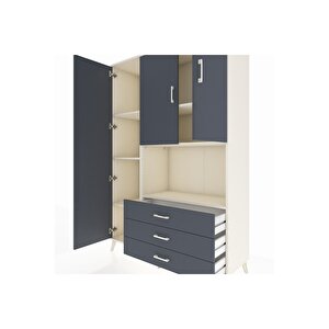 Hyperion Gardrop 6 Raflı 3 Çekmeceli 3 Kapaklı 132x44x195 Aytaşı-antrasit