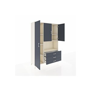 Hyperion Gardrop 6 Raflı 3 Çekmeceli 3 Kapaklı 132x44x195 Aytaşı-antrasit