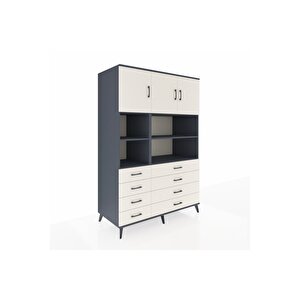 Kronos Dolap 8 Raflı 8 Çekmeceli 3 Kapaklı 132x59x195 Antrasit-aytaşı/aytaşı