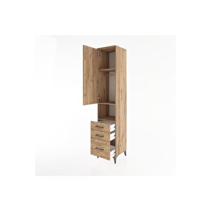 Hyperion Dolap 3 Raflı 3 Çekmeceli Tek Askılı 44x44x221 Çam-çam