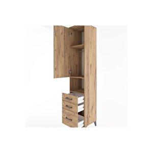 Hyperion Dolap 3 Raflı 3 Çekmeceli Tek Askılı 44x44x221 Çam-çam