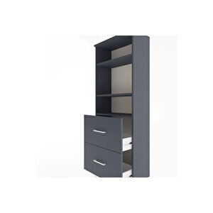 Arges Dolap 3 Raflı 2 Çekmeceli 60x30x163 Antrasit-antrasit