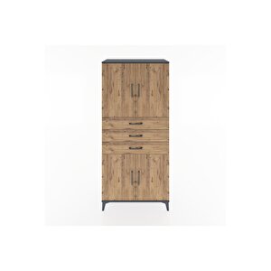 Hyperion Dolap 3 Raflı 3 Çekmeceli 4 Kapaklı 88x44x195 Antrasit-çam