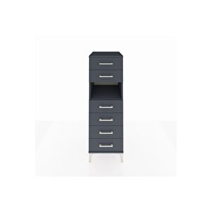 Kronos Dolap Tek Raflı 6 Çekmeceli 44x59x134 Antrasit-antrasit