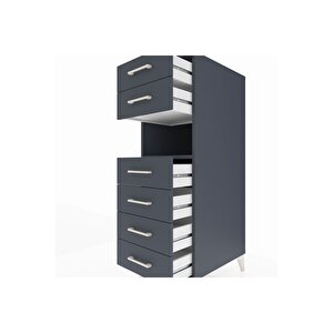 Kronos Dolap Tek Raflı 6 Çekmeceli 44x59x134 Antrasit-antrasit