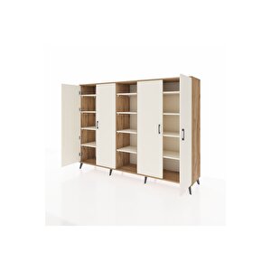 Hyperion Dolap 12 Raflı 4 Kapaklı 220x44x163 Çam-aytaşı