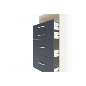 Arges Dolap Tek Raflı 4 Çekmeceli 60x30x134 Aytaşı-antrasit