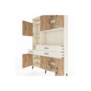 Arges Dolap 9 Raflı 3 Çekmeceli 6 Kapaklı 132x30x195 Aytaşı-çam/aytaşı