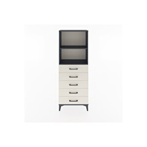 Arges Dolap 2 Raflı 5 Çekmeceli 60x30x163 Antrasit-aytaşı