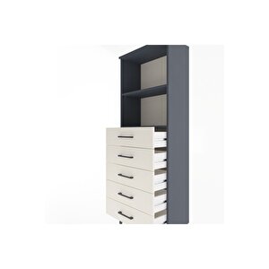 Arges Dolap 2 Raflı 5 Çekmeceli 60x30x163 Antrasit-aytaşı