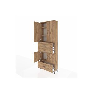Arges Dolap 4 Raflı 3 Çekmeceli 4 Kapaklı 88x30x243 Çam-çam