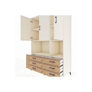 Kronos Dolap 6 Raflı 6 Çekmeceli 3 Kapaklı 132x59x195 Aytaşı-aytaşı/çam