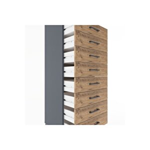 Hyperion Dolap Tek Raflı 8 Çekmeceli 60x44x182 Antrasit-çam