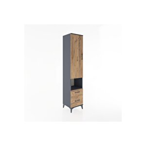 Hyperion Dolap 3 Raflı 2 Çekmeceli Tek Askılı 44x44x221 Antrasit-çam