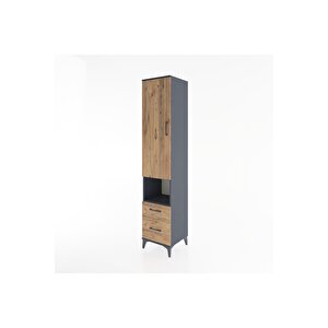 Hyperion Dolap 3 Raflı 2 Çekmeceli Tek Askılı 44x44x221 Antrasit-çam