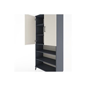 Hyperion Dolap 5 Raflı 2 Kapaklı 88x44x195 Antrasit-aytaşı