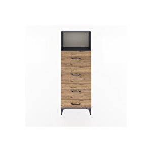 Arges Dolap Tek Raflı 4 Çekmeceli 60x30x163 Antrasit-çam