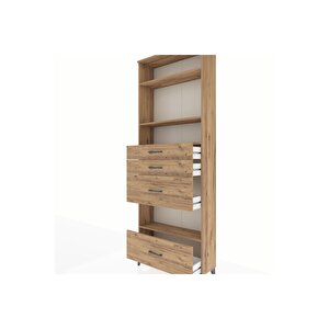 Arges Dolap 4 Raflı 4 Çekmeceli 88x30x243 Çam-çam