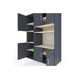 Kronos Dolap 9 Raflı 6 Kapaklı 132x59x195 Antrasit-antrasit/aytaşı