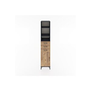 Hyperion Dolap 4 Raflı 3 Çekmeceli Tek Kapaklı 44x44x221 Antrasit-çam