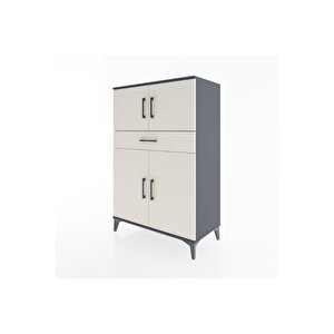 Hyperion Dolap 2 Raflı Tek Çekmeceli 4 Kapaklı 88x44x134 Antrasit-aytaşı