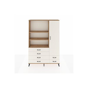 Arges Gardrop 7 Raflı 6 Çekmeceli Tek Kapaklı  132x30x195 Çam-aytaşı