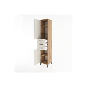 Hyperion Dolap 4 Raflı 3 Çekmeceli 2 Kapaklı 44x44x221 Çam-aytaşı