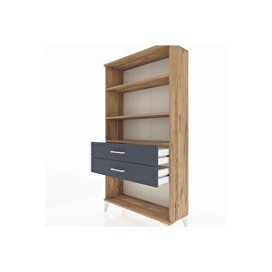 Arges Dolap 3 Raflı 2 Çekmeceli 88x30x163 Çam-antrasit