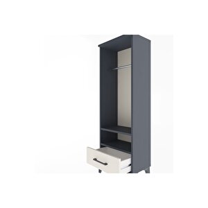Arges Dolap 2 Raflı Tek Çekmeceli Tek Askılı 44x30x134 Antrasit-aytaşı