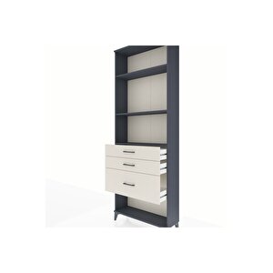 Arges Dolap 3 Raflı 3 Çekmeceli 88x30x243 Antrasit-aytaşı