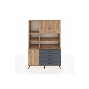 Hyperion Dolap 8 Raflı 4 Çekmeceli 3 Kapaklı 132x44x195 Çam-çam/antrasit