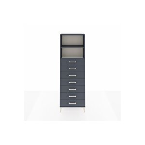 Arges Dolap 2 Raflı 7 Çekmeceli 60x30x182 Antrasit-antrasit