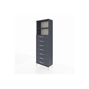 Arges Dolap 2 Raflı 7 Çekmeceli 60x30x182 Antrasit-antrasit