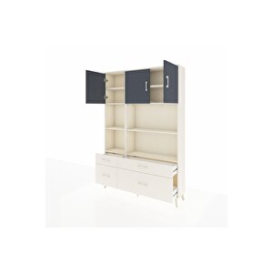 Arges Dolap 8 Raflı 4 Çekmeceli 3 Kapaklı 132x30x195 Aytaşı-antrasit/aytaşı
